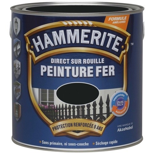 HAMMERITE Peinture fer 2,5 L Mat - Noir Ferronnerie