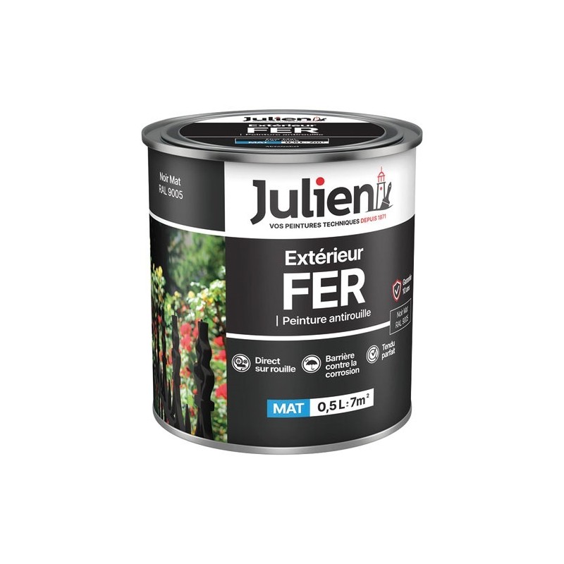 Julien Peinture fer antirouille 0,5 L Mat - Noir