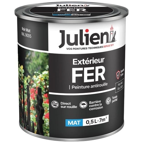 Julien Peinture fer antirouille 0,5 L Mat - Noir