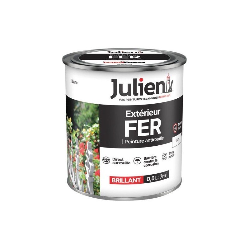 Julien Peinture fer antirouille 0,5 L Brillant - Blanc