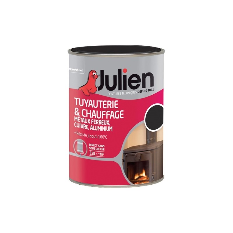 Julien Peinture tuyauterie & chauffage 250 ml Mat - Noir