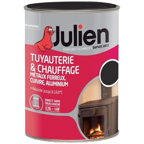 Julien Peinture tuyauterie & chauffage 250 ml Mat - Noir