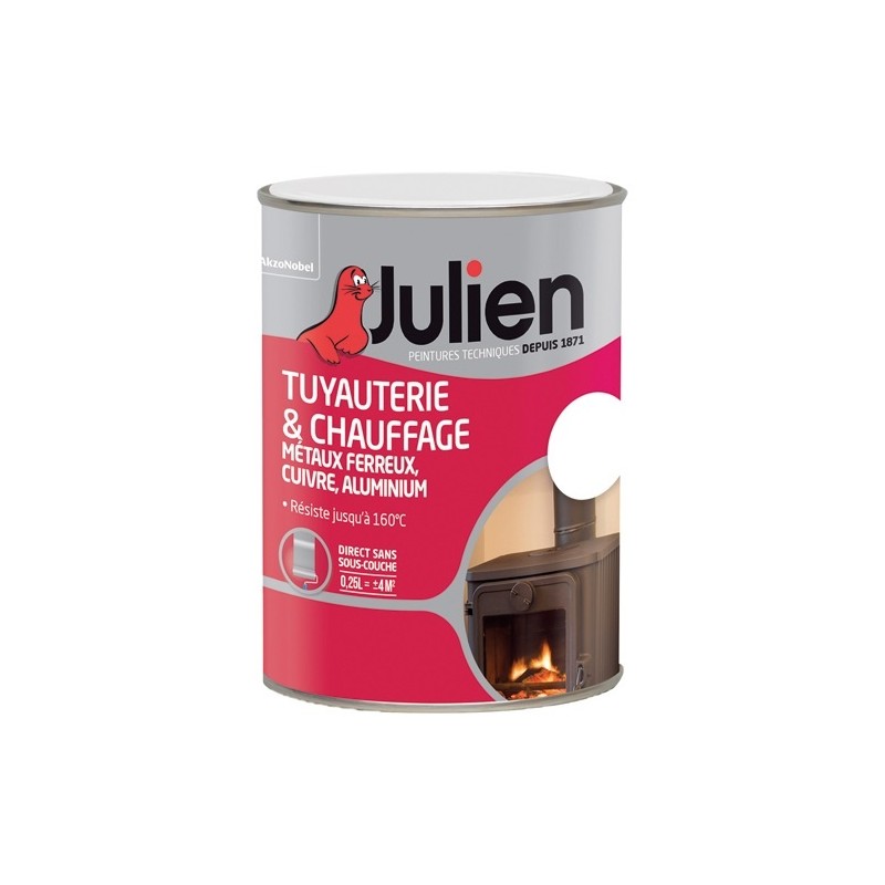 Julien Peinture tuyauterie & chauffage 250 ml Brillant - Blanc