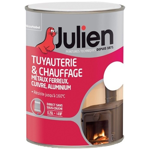 Julien Peinture tuyauterie & chauffage 250 ml Brillant - Blanc