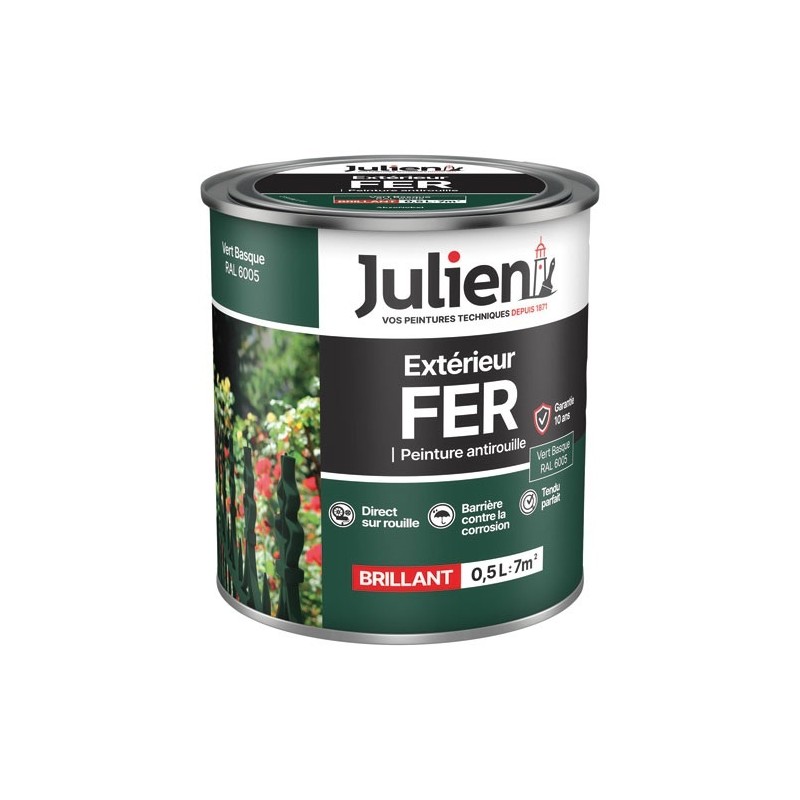 Julien Peinture fer antirouille 0,5 L Brillant - Vert Basque