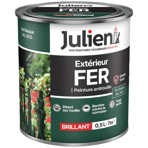 Julien Peinture fer antirouille 0,5 L Brillant - Vert Basque