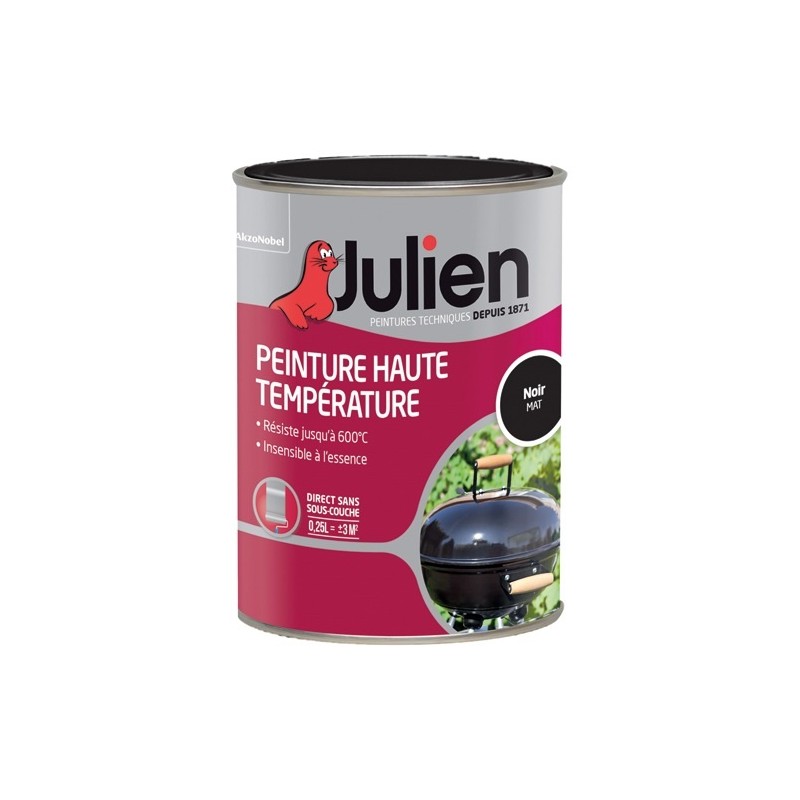 Julien Peinture haute température 0,25 L Mat - Noir