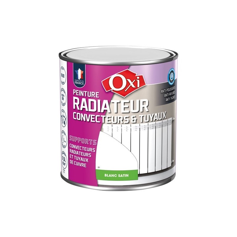 OXI Peinture radiateur convecteurs & tuyaux 0.5 L Satin - Blanc