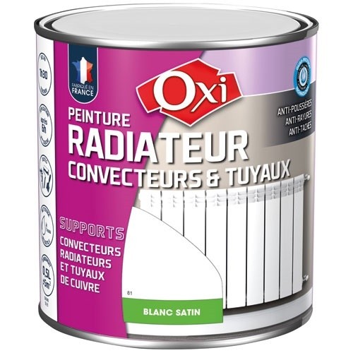 OXI Peinture radiateur convecteurs & tuyaux 0.5 L Satin - Blanc