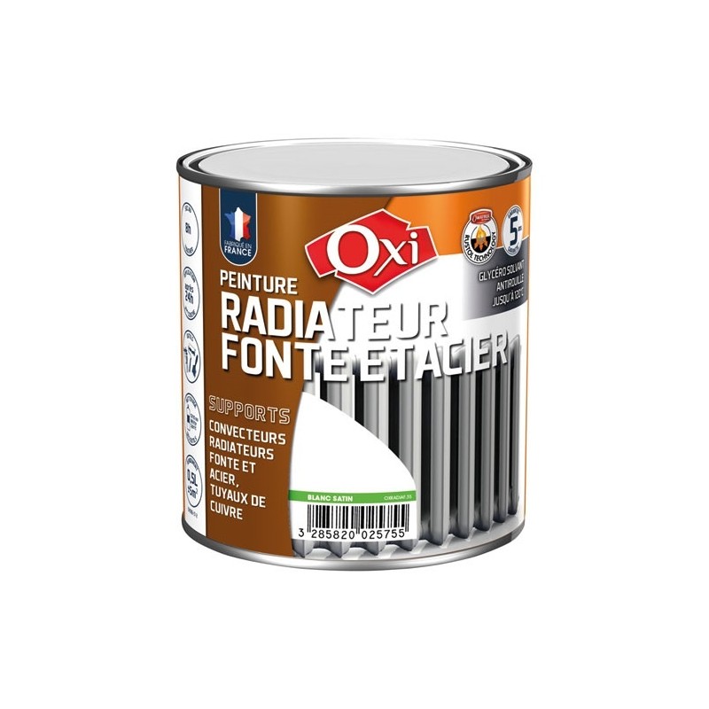 OXI Peinture radiateur fonte et acier 0.5 L Satin - Blanc