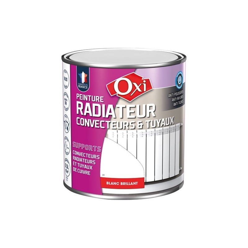 OXI Peinture radiateur convecteurs & tuyaux 0.5 L Brillant - Blanc