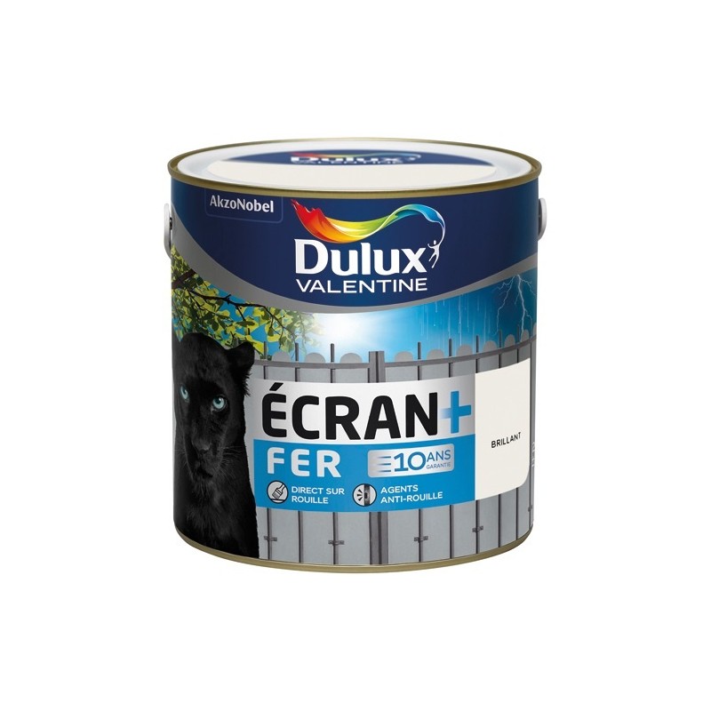 Dulux Valentine Peinture extérieure 2 L Brillante Écran Fer - Blanc Pur