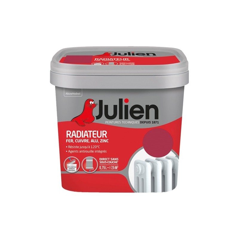 Julien Peinture radiateur phase aqueuse 0,75 L Satin - Framboise