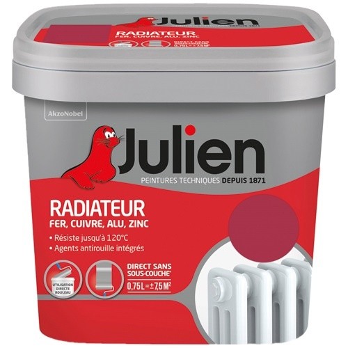 Julien Peinture radiateur phase aqueuse 0,75 L Satin - Framboise