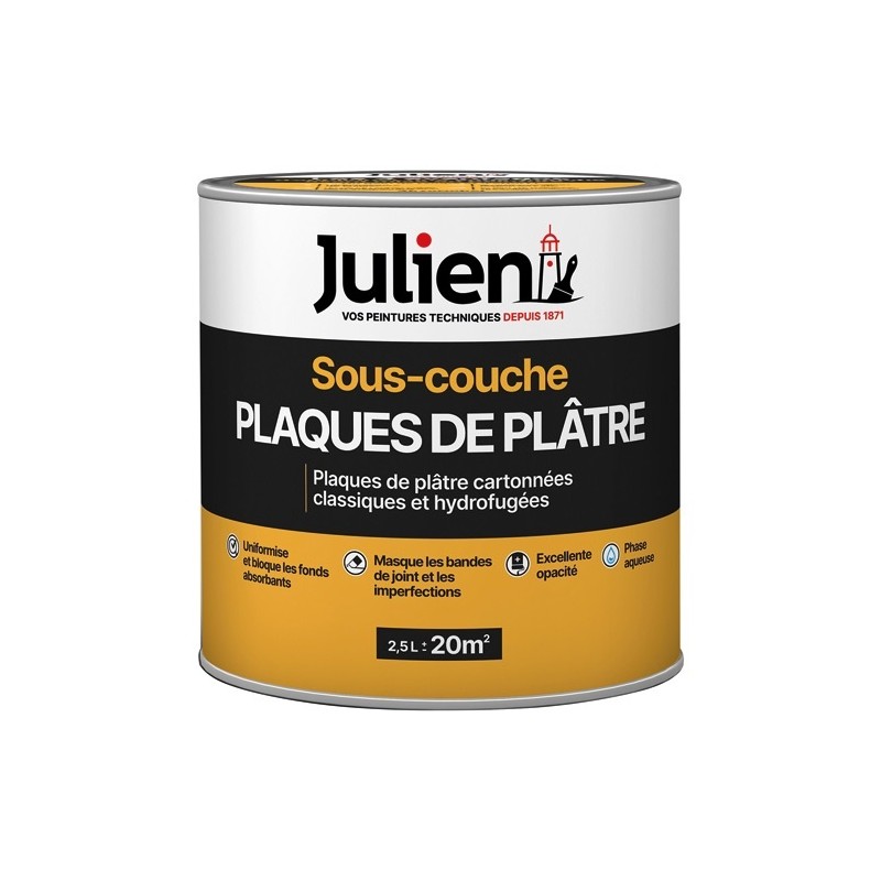 Julien Peinture sous-couche Plaques de plâtre 2,5 L Mat - Blanc
