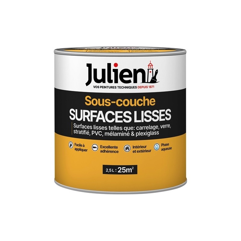 Julien Peinture sous-couche Surfaces lisses 2,5 L Mat - Blanc