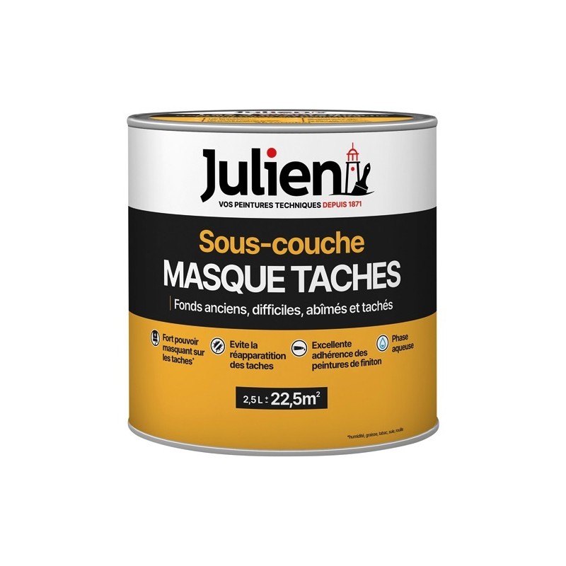 Julien Peinture sous-couche Masque taches 2,5 L Mat - Blanc