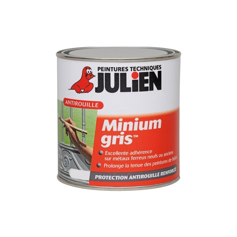 Julien Peinture primaire antirouille 2,5 L Minium Mat - Gris Bleuté