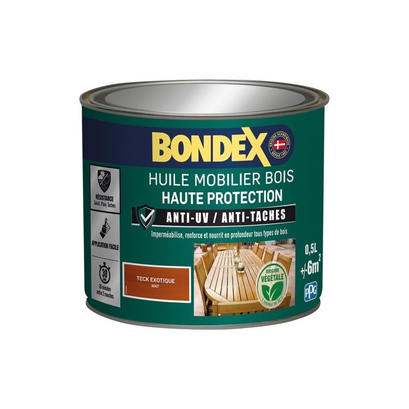 Bondex Huile Mobilier Bois 0.5 L Mat - Teck Exotique