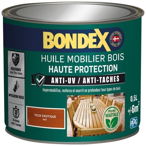 Bondex Huile Mobilier Bois 0.5 L Mat - Teck Exotique