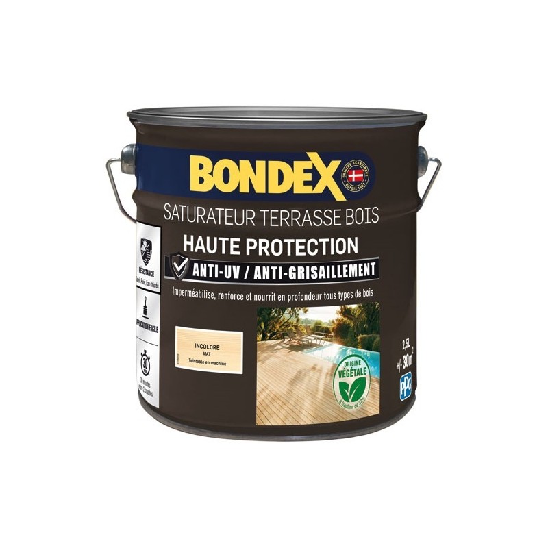 Bondex Saturateur Terrasse Bois 2,5 L Mat - Incolore