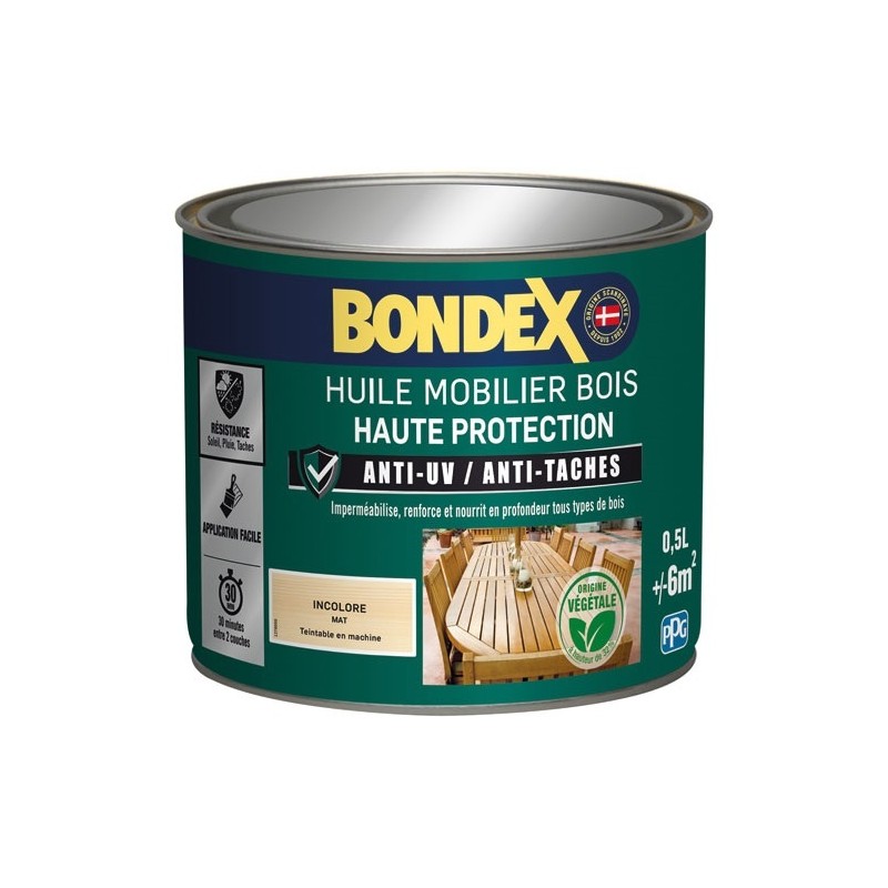Bondex Huile mobilier bois 0.5 L mat incolore
