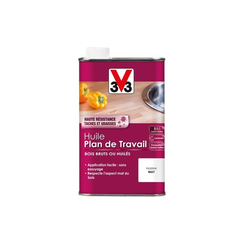 V33 Huile Plan de travail 0,5 L Mat - Incolore