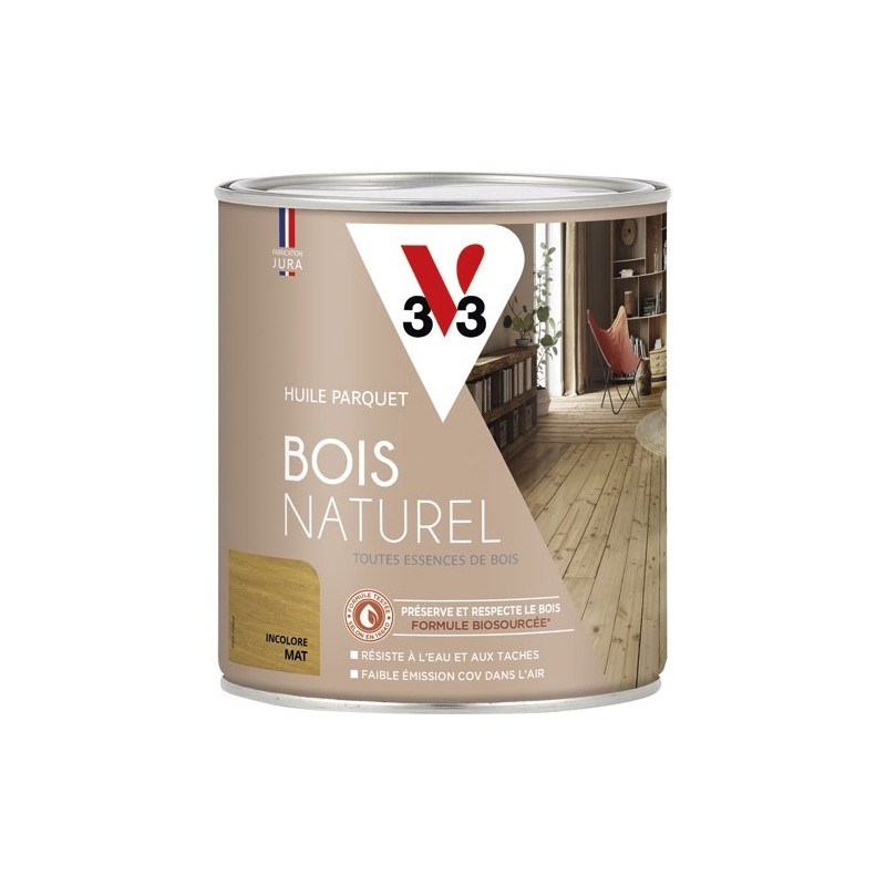 V33 Huile Parquet Bois naturel 0,75 L Mat - Incolore