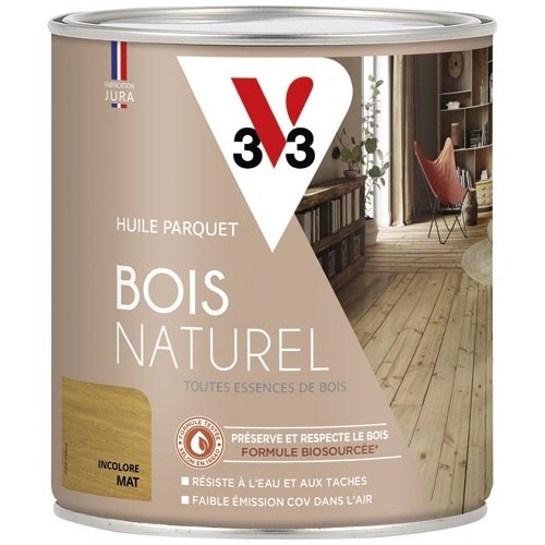 V33 Huile Parquet Bois naturel 0,75 L Mat - Incolore