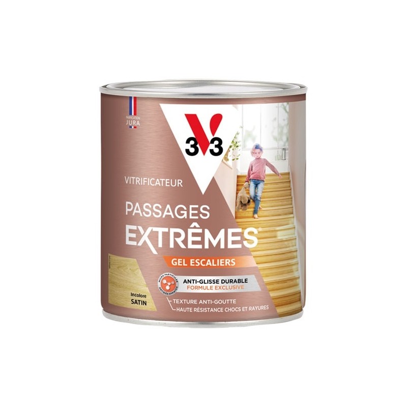 V33 Vitrificateur Passages Extrêmes / Gel escaliers 0,75 L Satin - Incolore