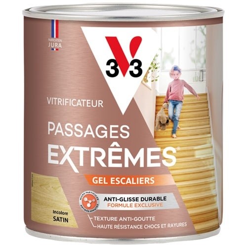 V33 Vitrificateur Passages Extrêmes / Gel escaliers 0,75 L Satin - Incolore