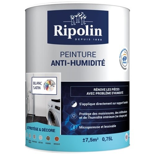 Ripolin Peinture anti-humidité 0,75 L Satin - Blanc