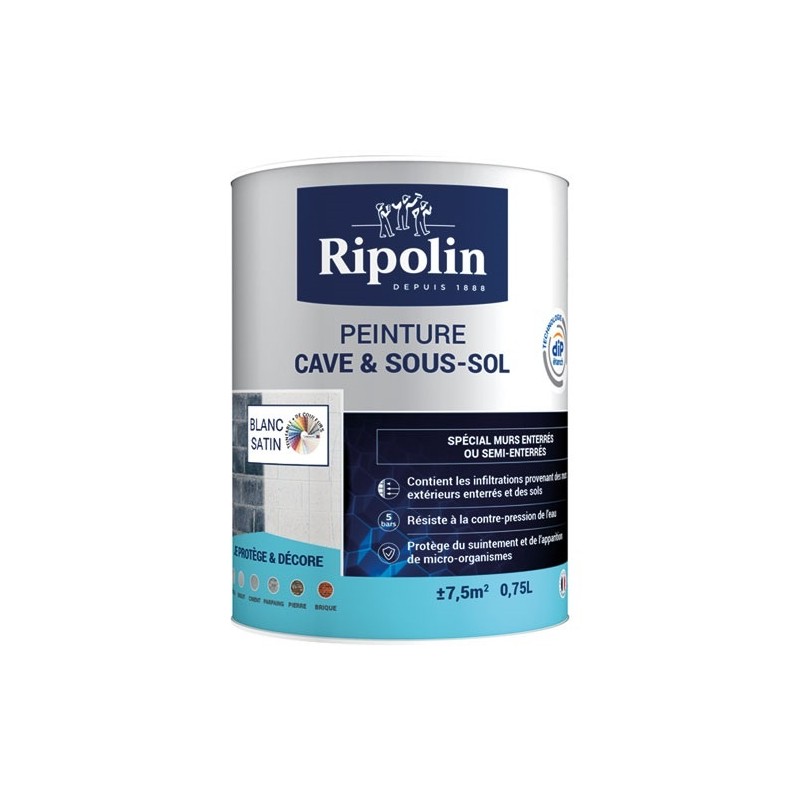 Ripolin Peinture spéciale cave et sous-sol 0,75 L Satin - Blanc