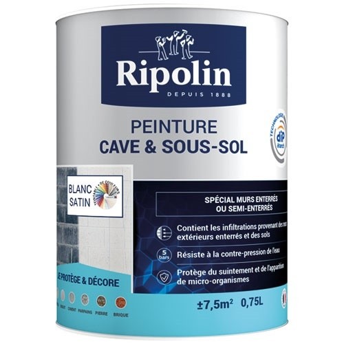 Ripolin Peinture spéciale cave et sous-sol 0,75 L Satin - Blanc
