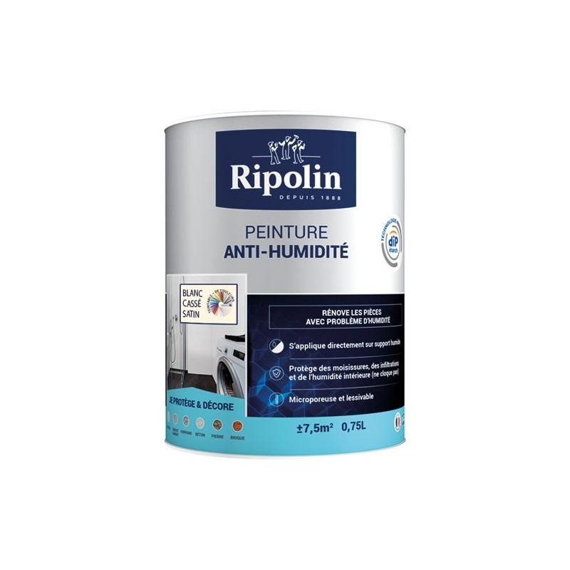 Ripolin Peinture anti-humidité 0,75 L Satin - Blanc Cassé