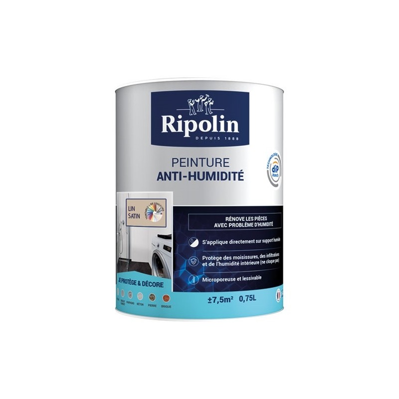 Ripolin Peinture anti-humidité 0,75 L Satin - Lin