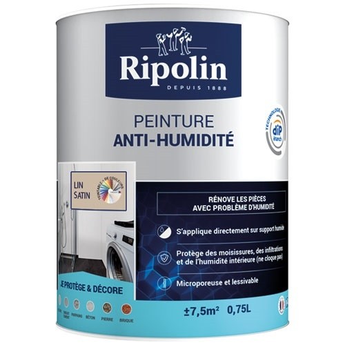 Ripolin Peinture anti-humidité 0,75 L Satin - Lin