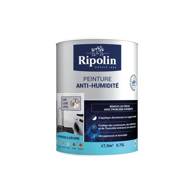 Ripolin Peinture anti-humidité 0,75 L Satin - Gris Lomé