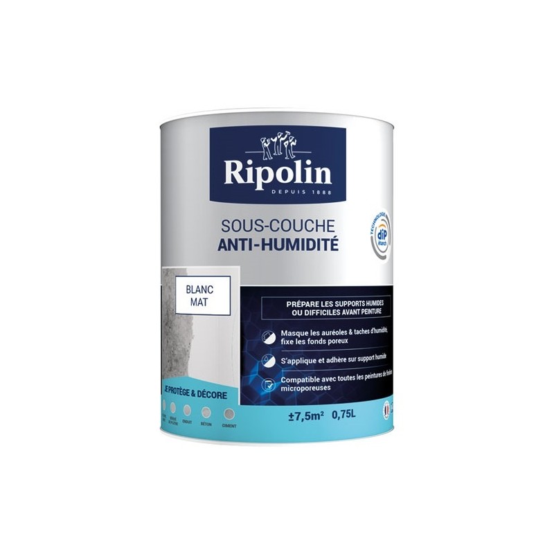 Ripolin Peinture sous-couche anti-humidité 0,75 L Mat - Blanc