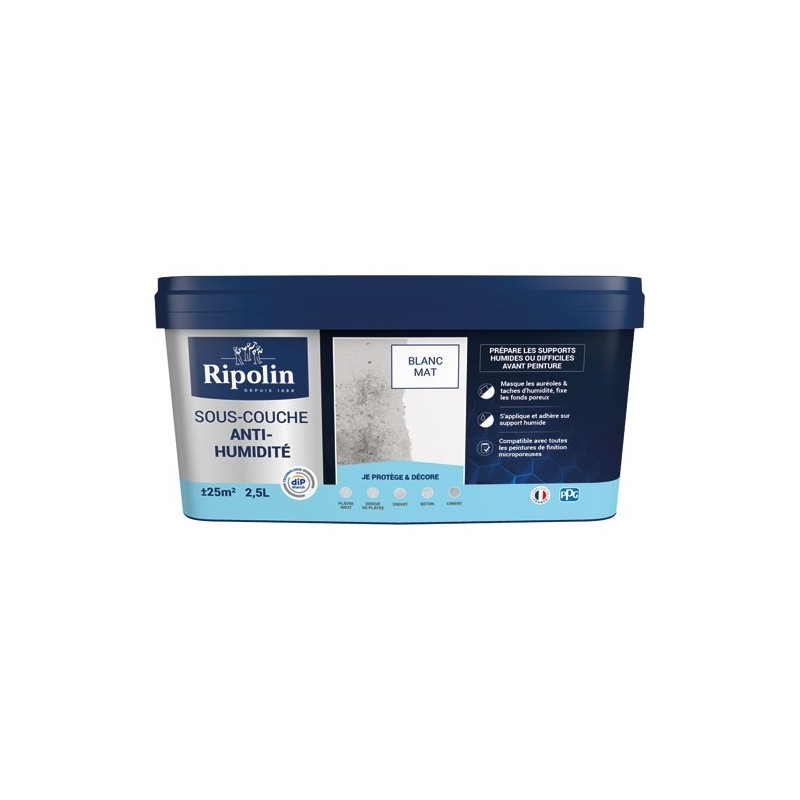 Ripolin Peinture sous-couche anti-humidité 2,5 L Mat - Blanc