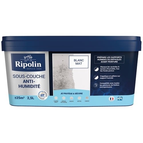Ripolin Peinture sous-couche anti-humidité 2,5 L Mat - Blanc
