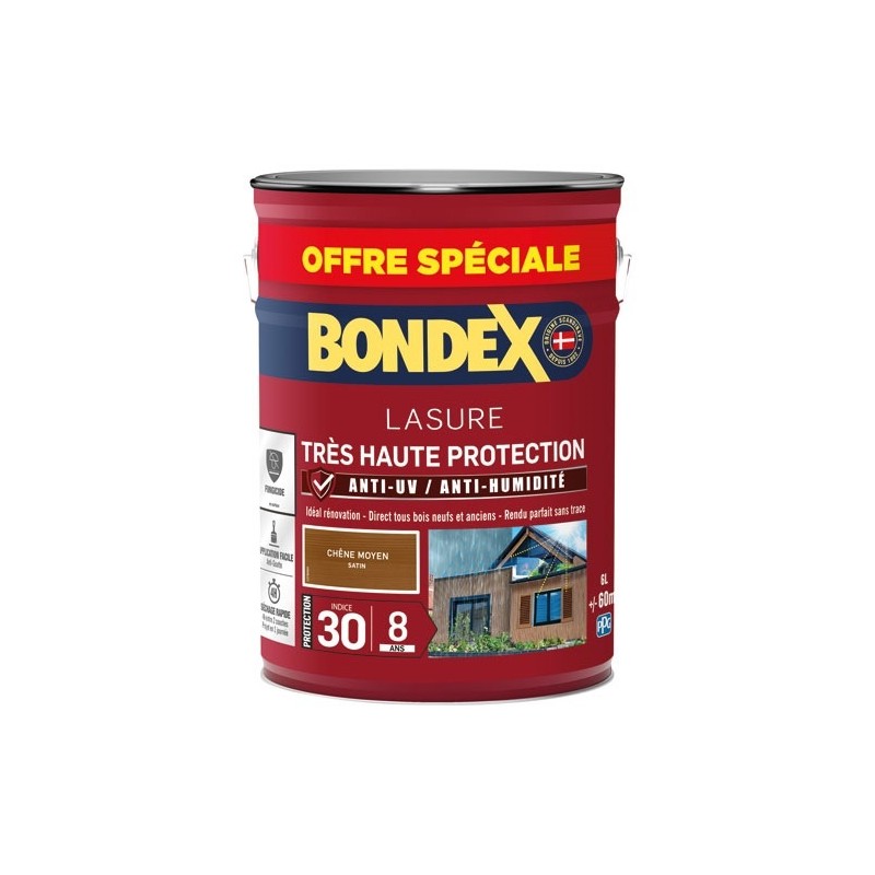 Bondex lasure ind 30 / 8 ans 6 L chêne moyen