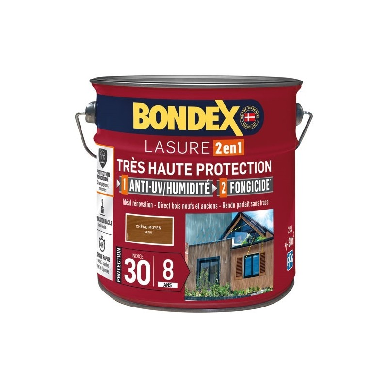 Bondex lasure ind 30 / 8 ans 2.5 L chêne moyen