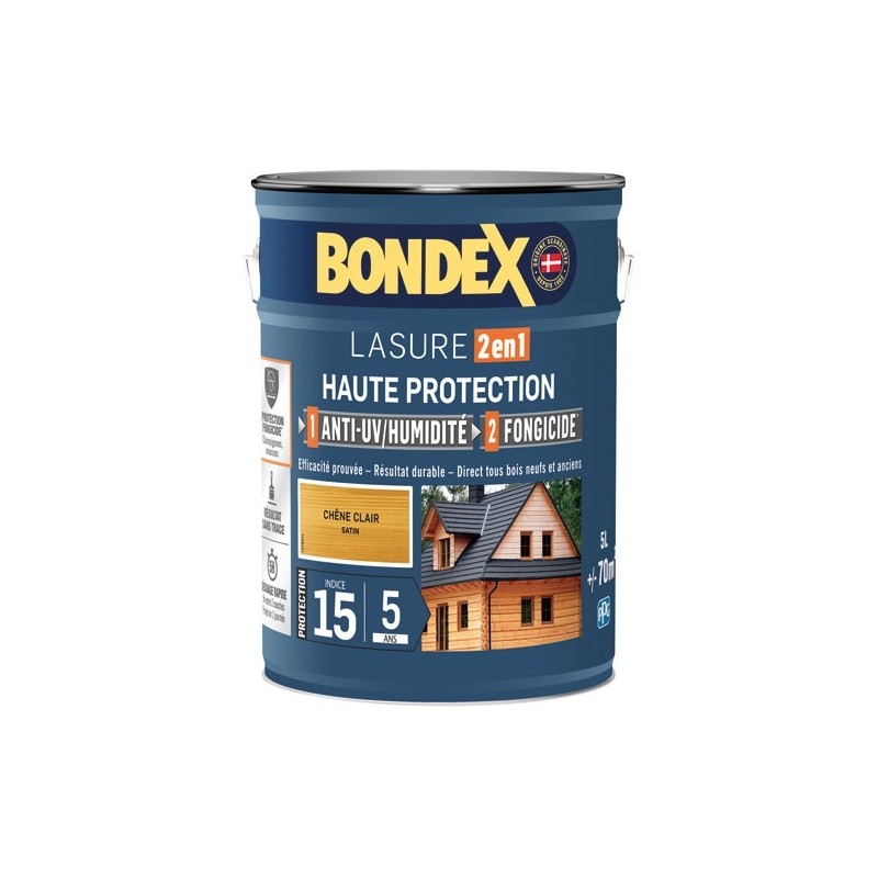 Bondex lasure 2en1 ind 15 / 5 ans 5 L chêne clair