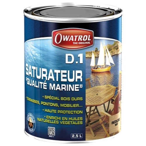 OWATROL D1 saturateur bois durs extérieur 2.5 L incolore mat