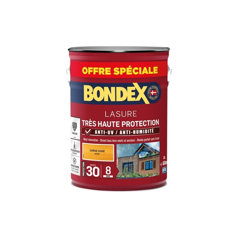 Bondex lasure ind 30 / 8 ans 6 L chêne doré