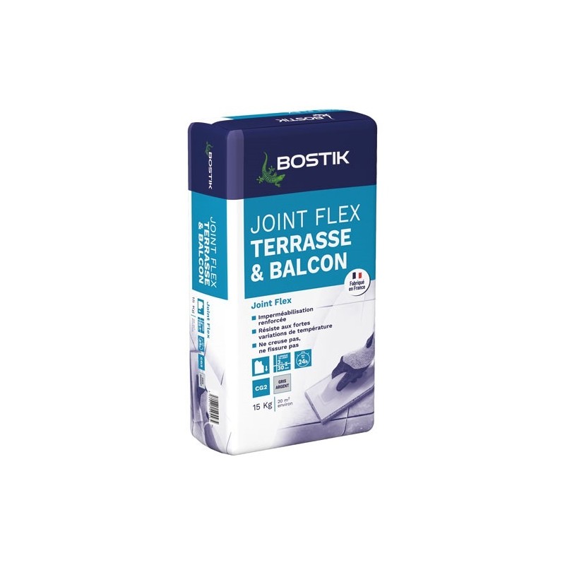 Bostik Joint terrasse flex gris argent sac papier 15 kg