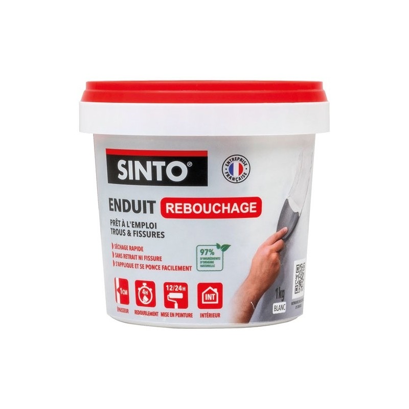 SINTO Enduit de rebouchage intérieur pâte prêt à l'emploi 1kg