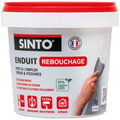 SINTO Enduit de rebouchage intérieur pâte prêt à l'emploi 1kg