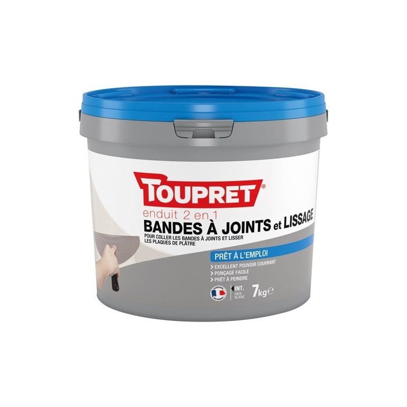 Toupret Enduit 2 en 1 bande à joint et lissage pâte 7 kg